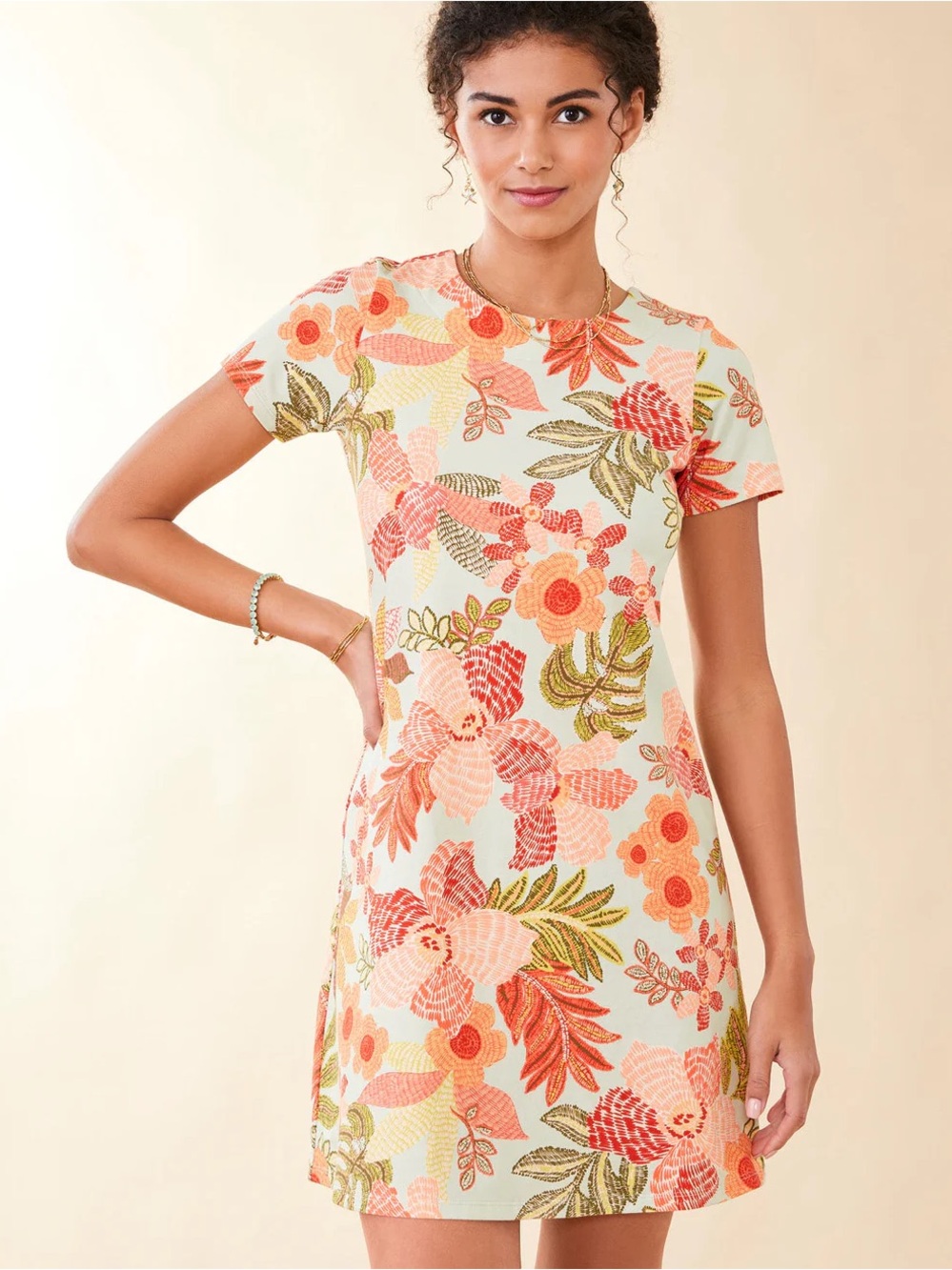 Tahlia Jersey Dress Callawassie Flowers Sea Foam